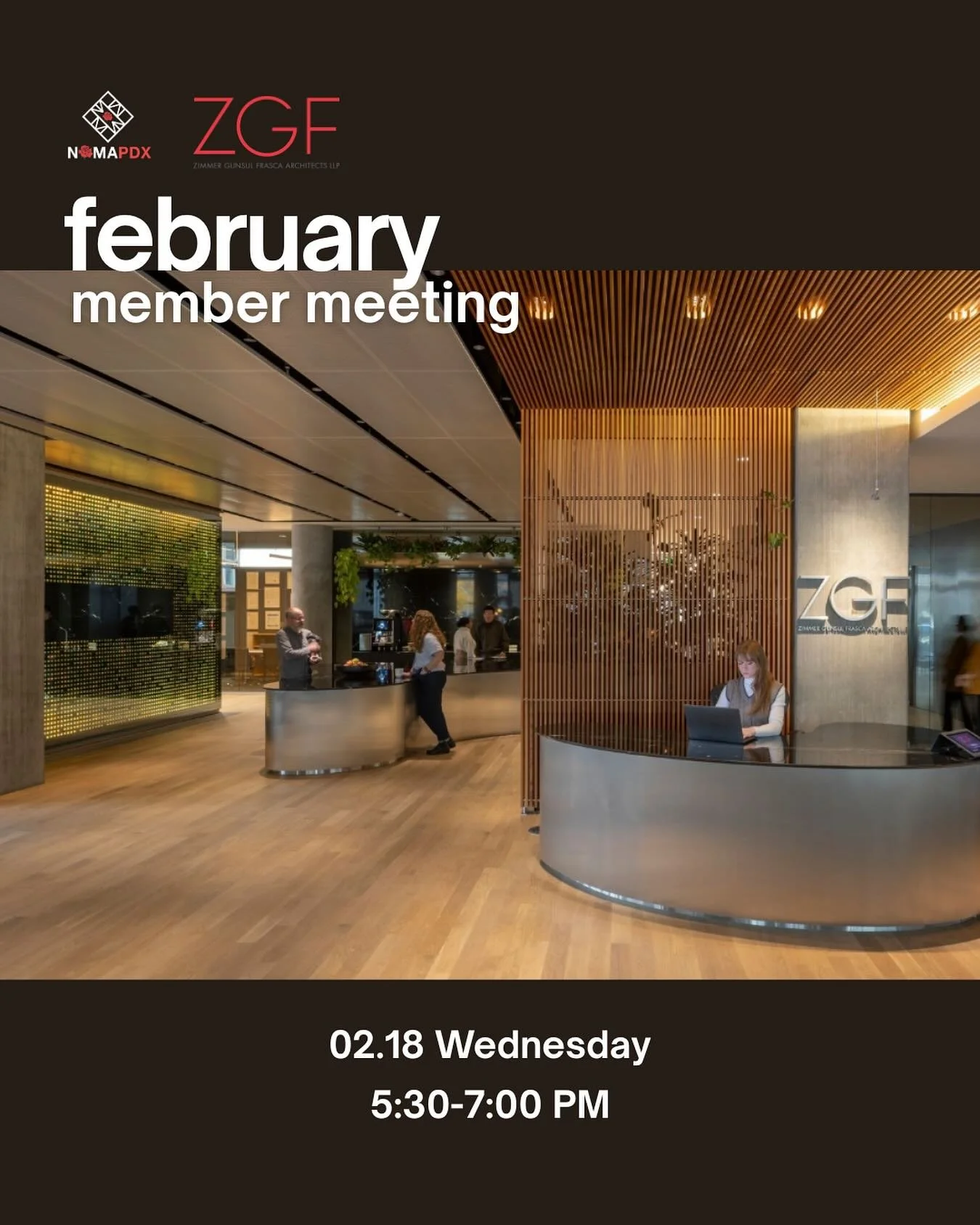 Today at @zgfarchitects ! 

Member Meeting today is downtown - see you soon. All members should have received the calendar invite and if you recently renewed your membership but don&rsquo;t see calendar invites reach out!