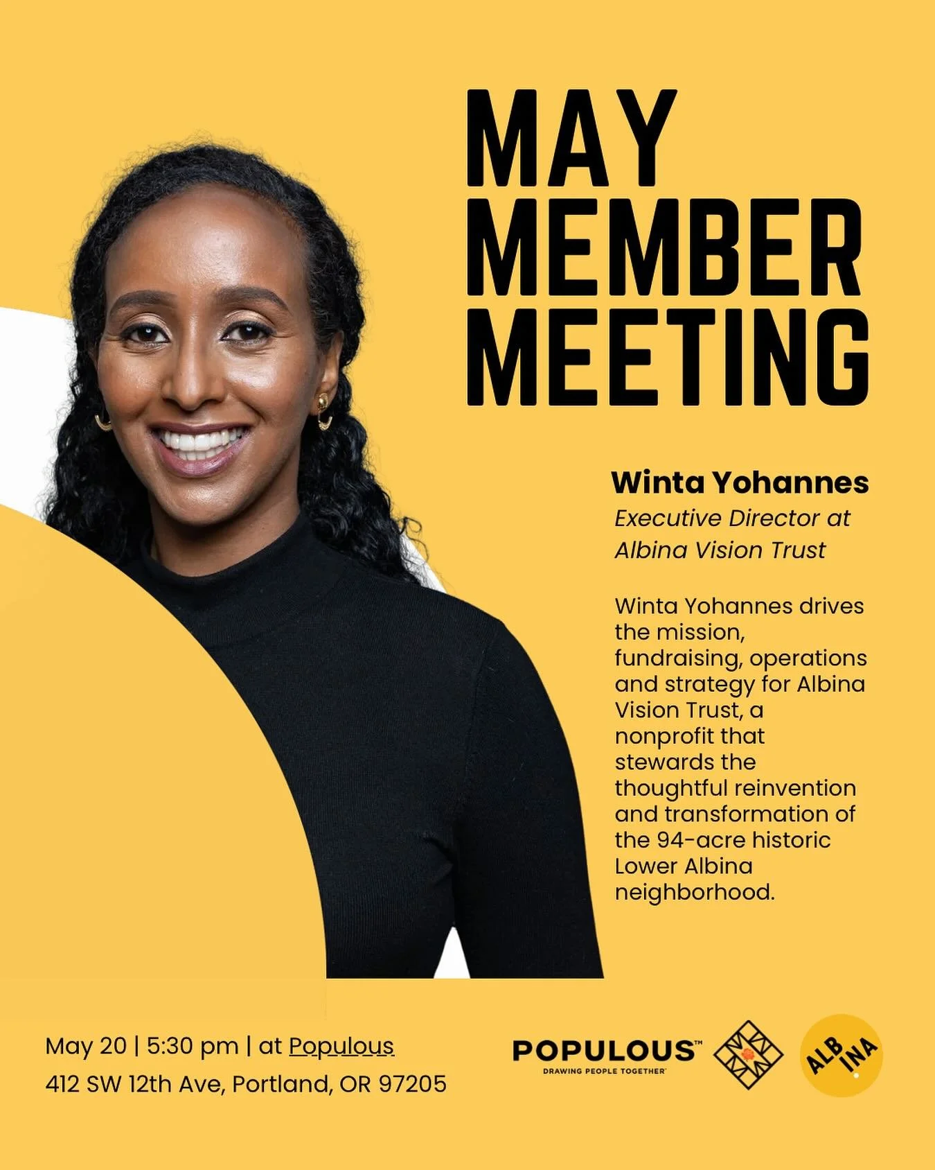 Reminder! TODAY AFTER WORK! 

Thanks to our hosts @wearepopulous 
We&rsquo;re excited to have a guest speaker from @albinavisiontrust thanks to the planning efforts from Board Member &amp; Workplace Advocacy Committee Chair: Jordan Land.