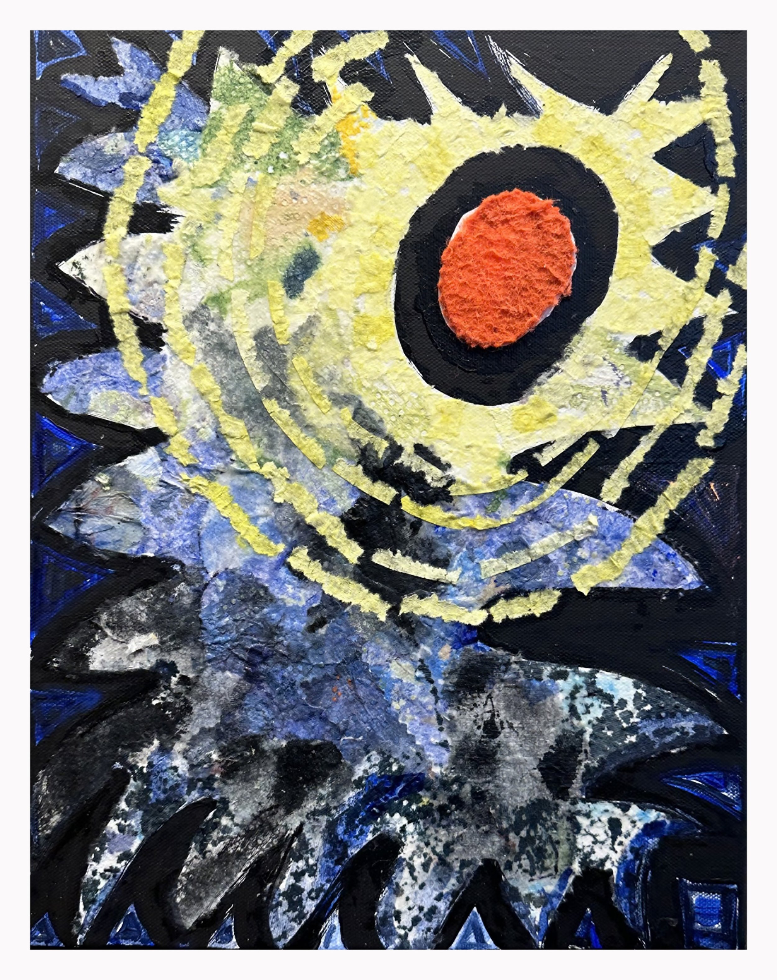 Here Comes the Sun, Mixed Media Collage, 14"X11"
