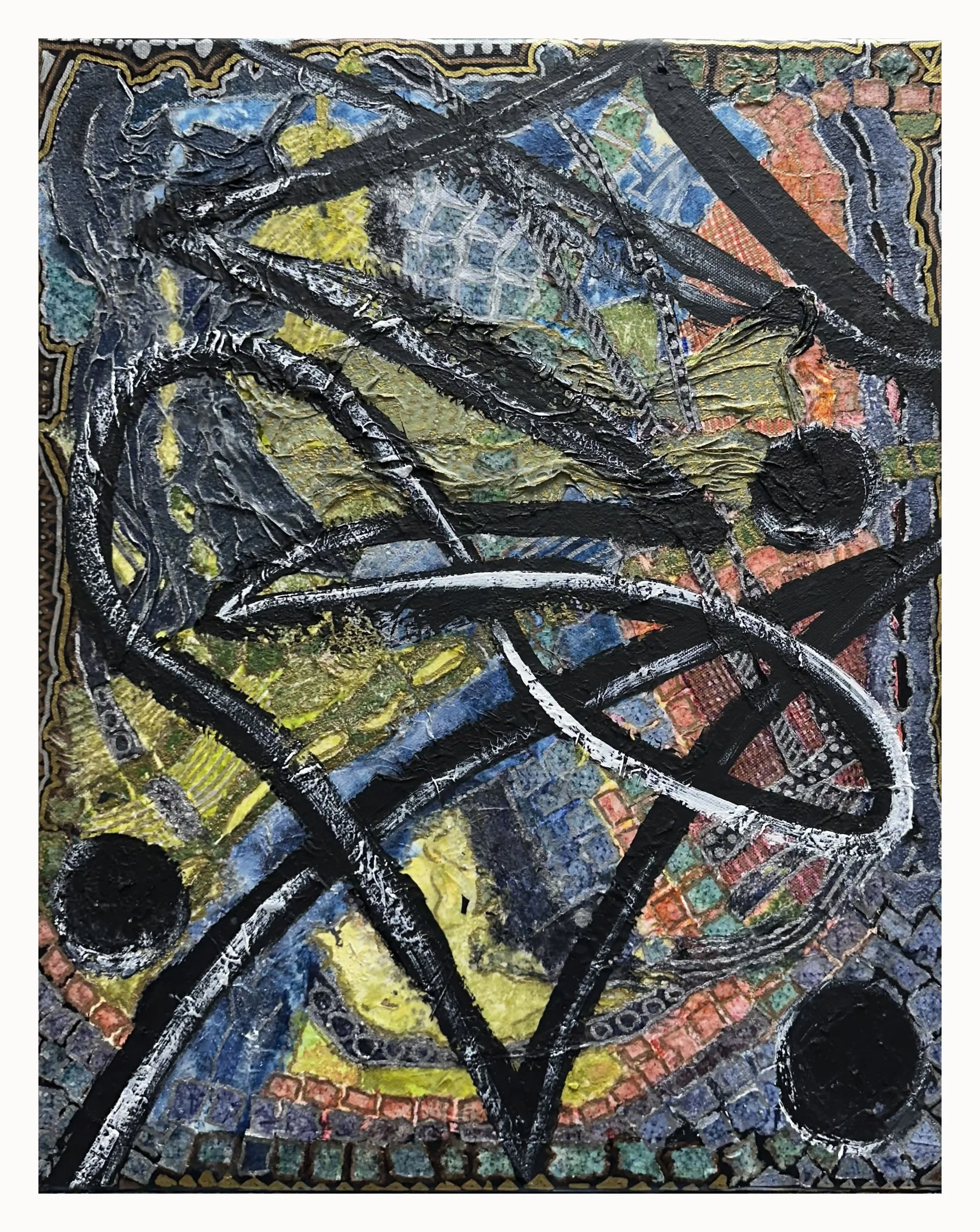 Go With the Flow, or Push Back? Mixed Media Collage, 20"x16"