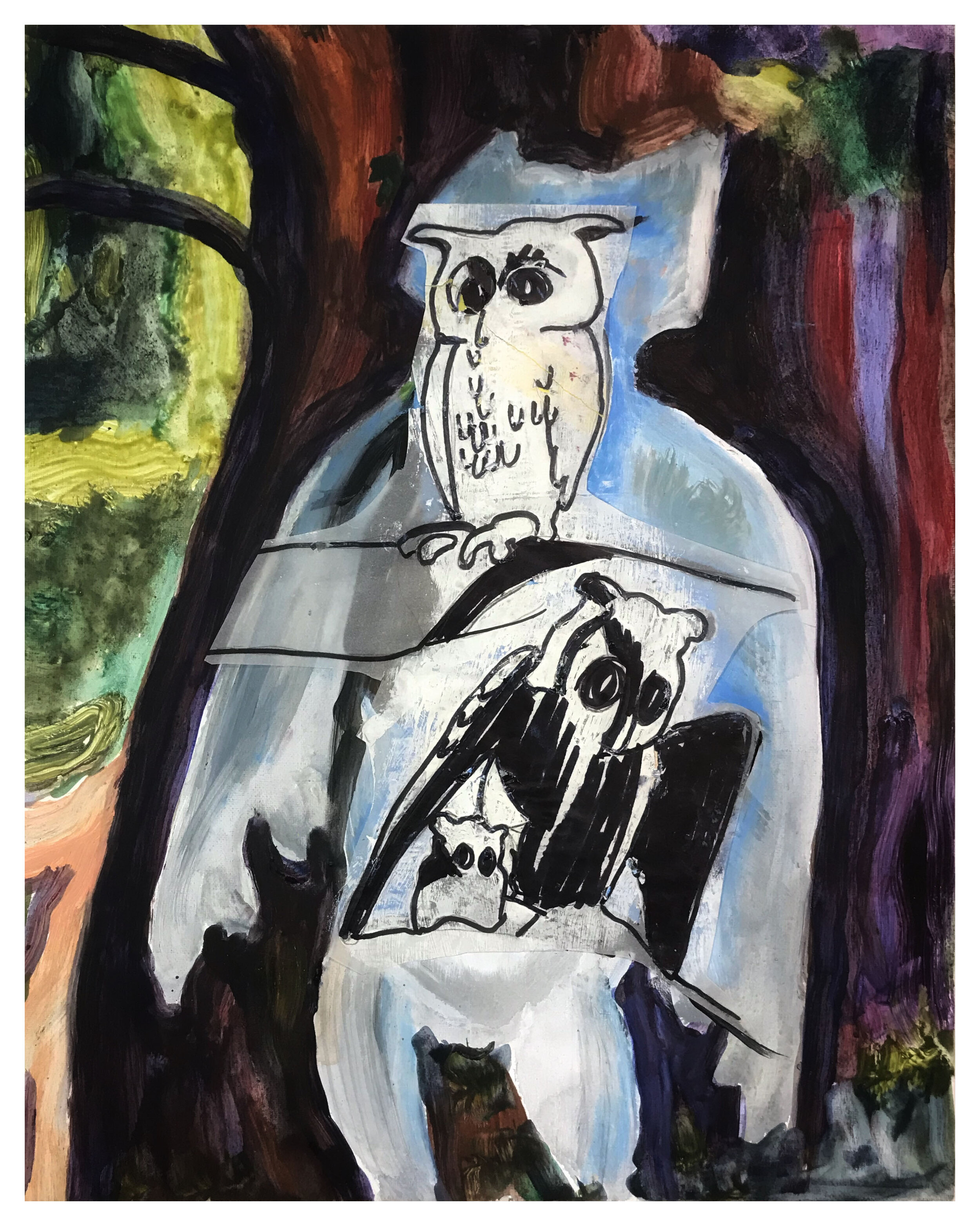 Sleepy Hollow #3B, acrylic, ink on canvas board, 16" x 20", Sept. 2020.