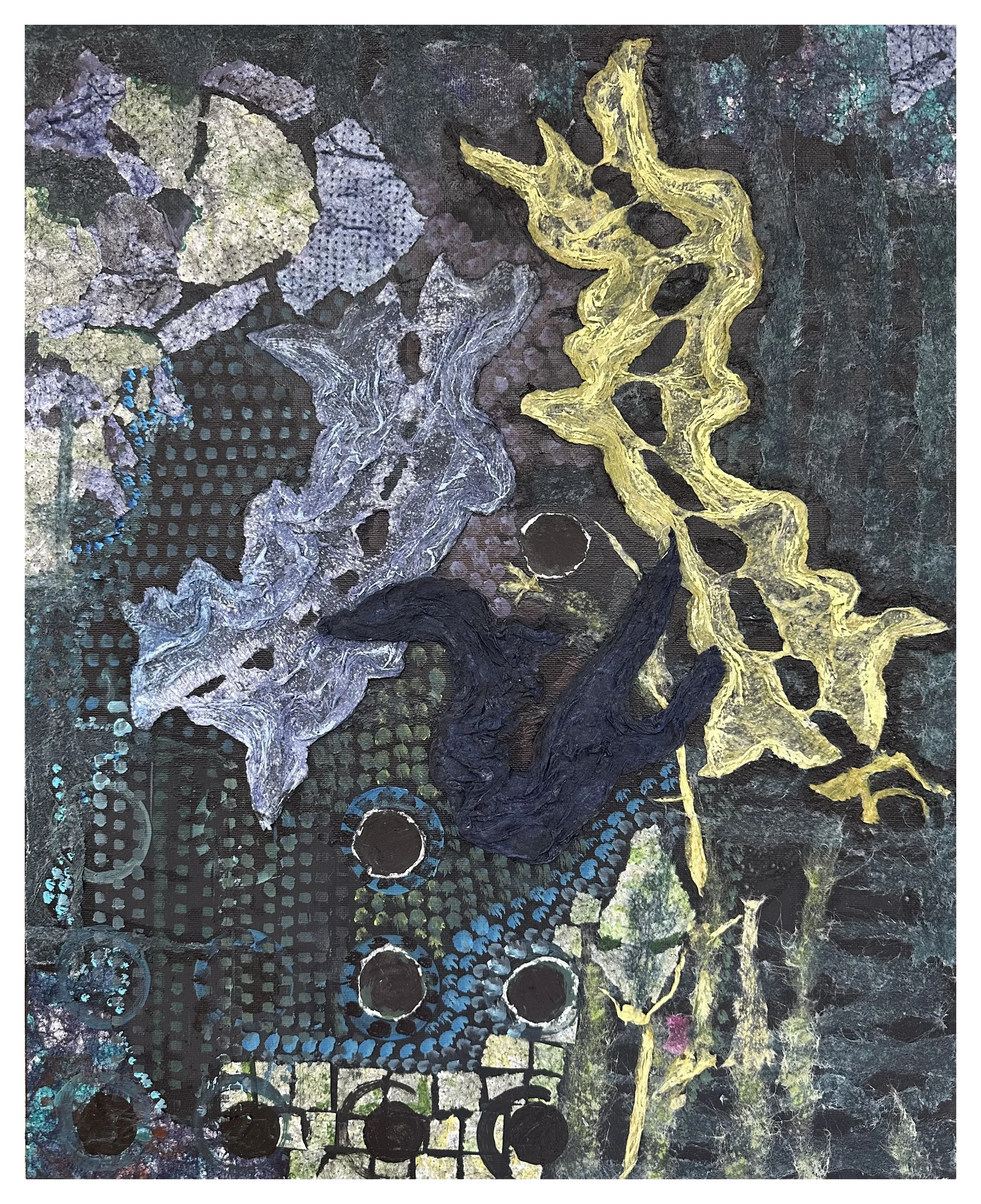 Fluid Dynamics, Mixed Media Collage, 20"x16"
