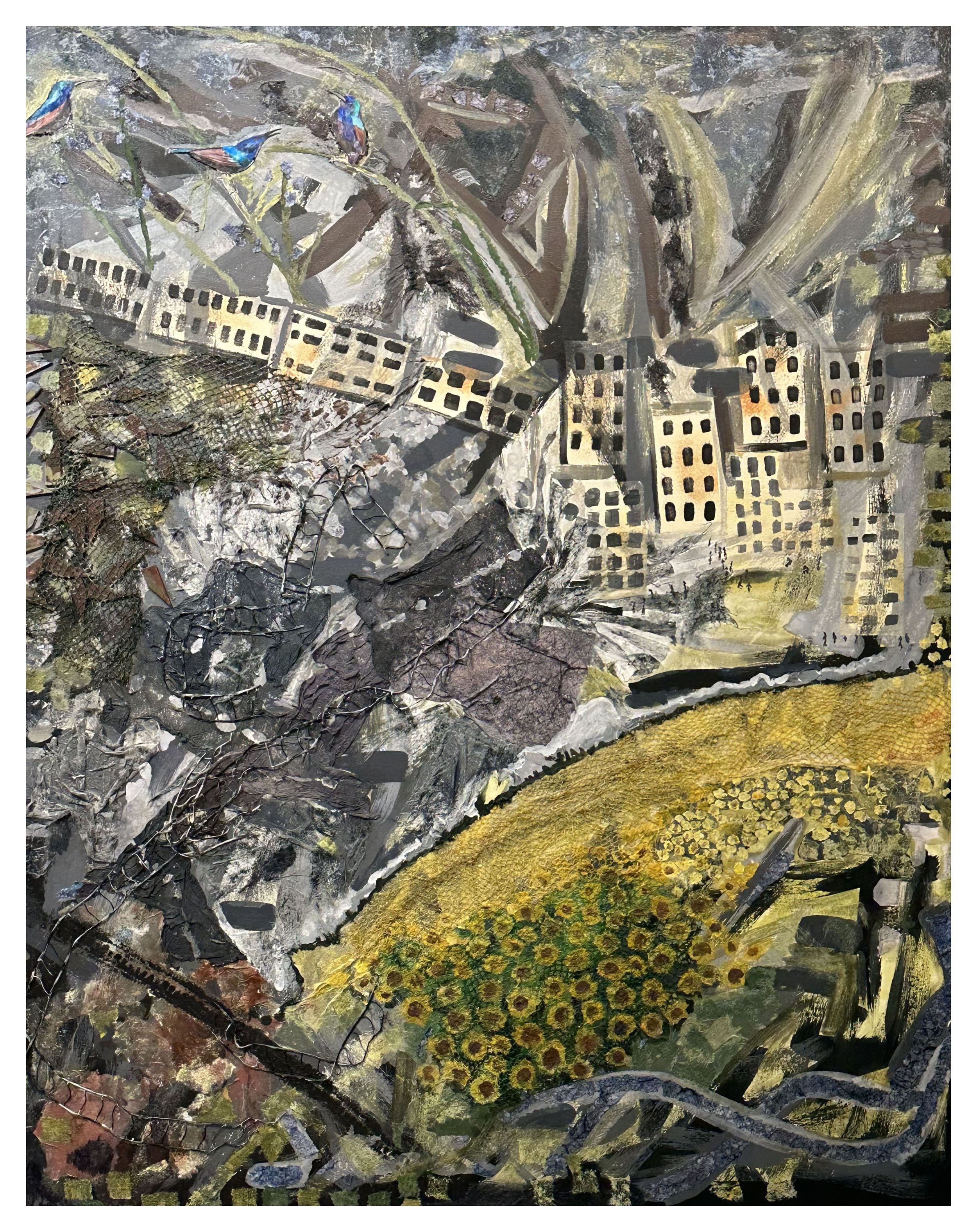 Positioned for Peace, Mixed Media Collage, 55"x44"