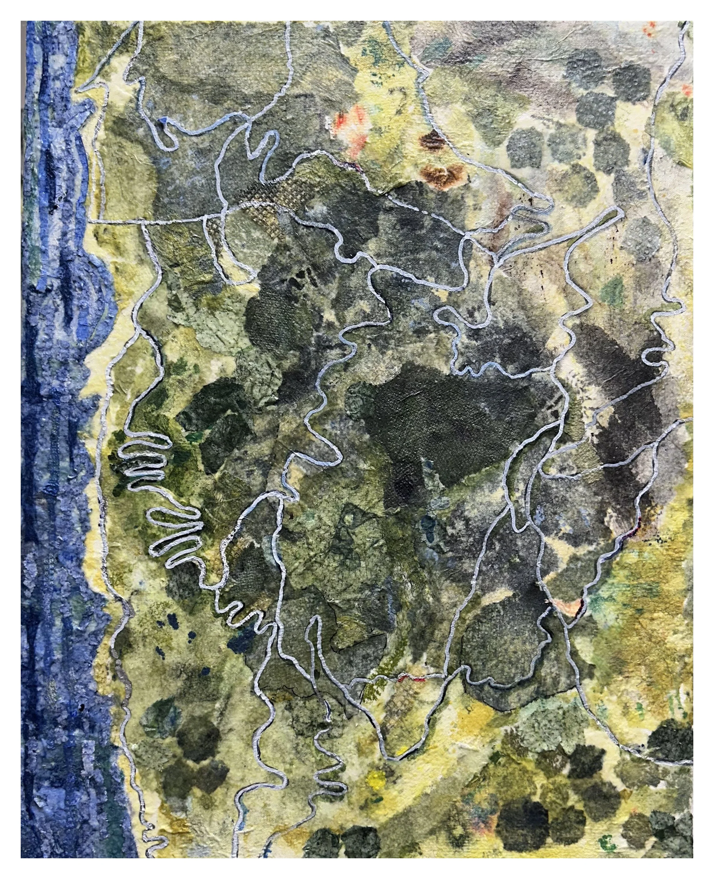 Those Hairpin Bends! Mixed Media Collage, 20"x16"