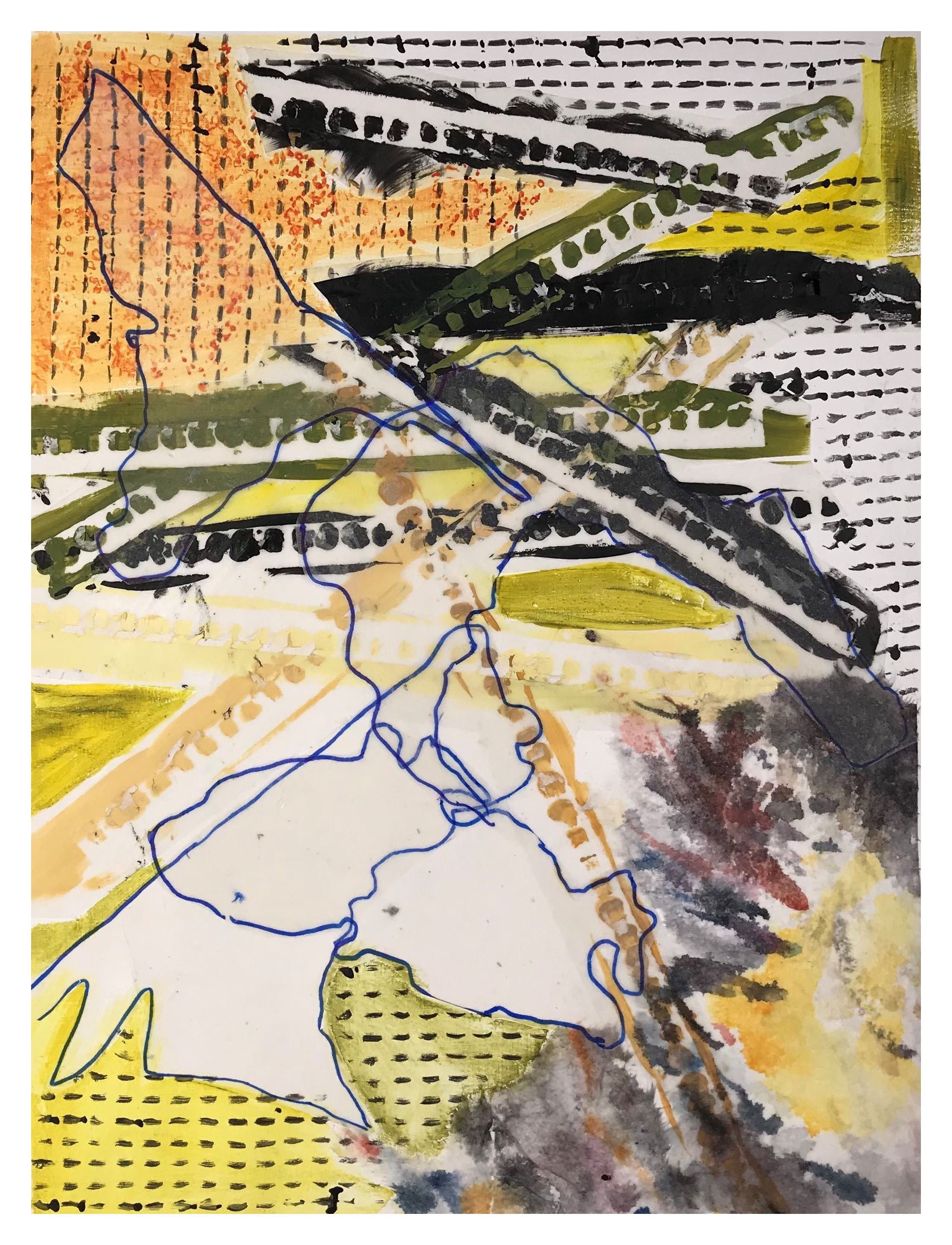 Tracks One, Mixed Media Collage, 15"x11"