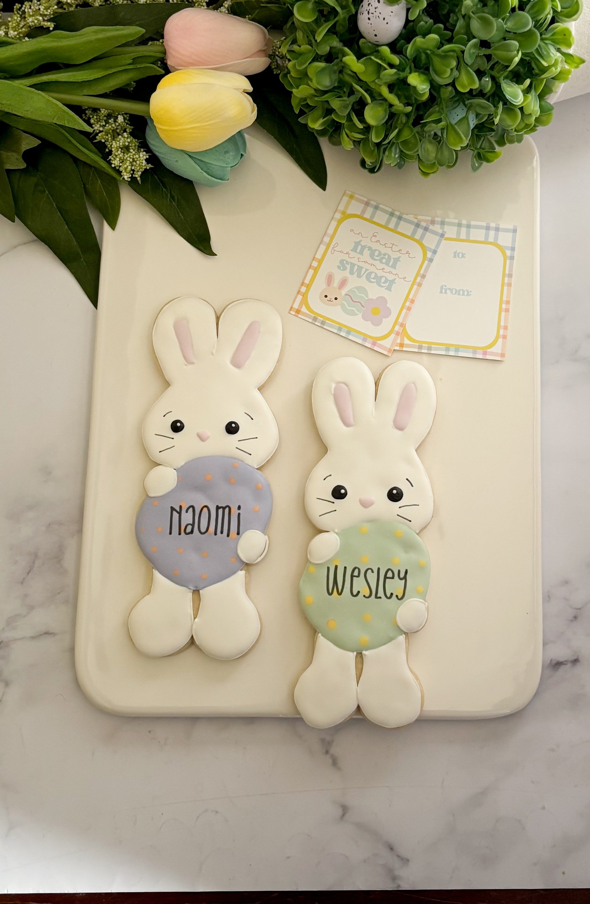 Personalized bunny holding egg.JPG