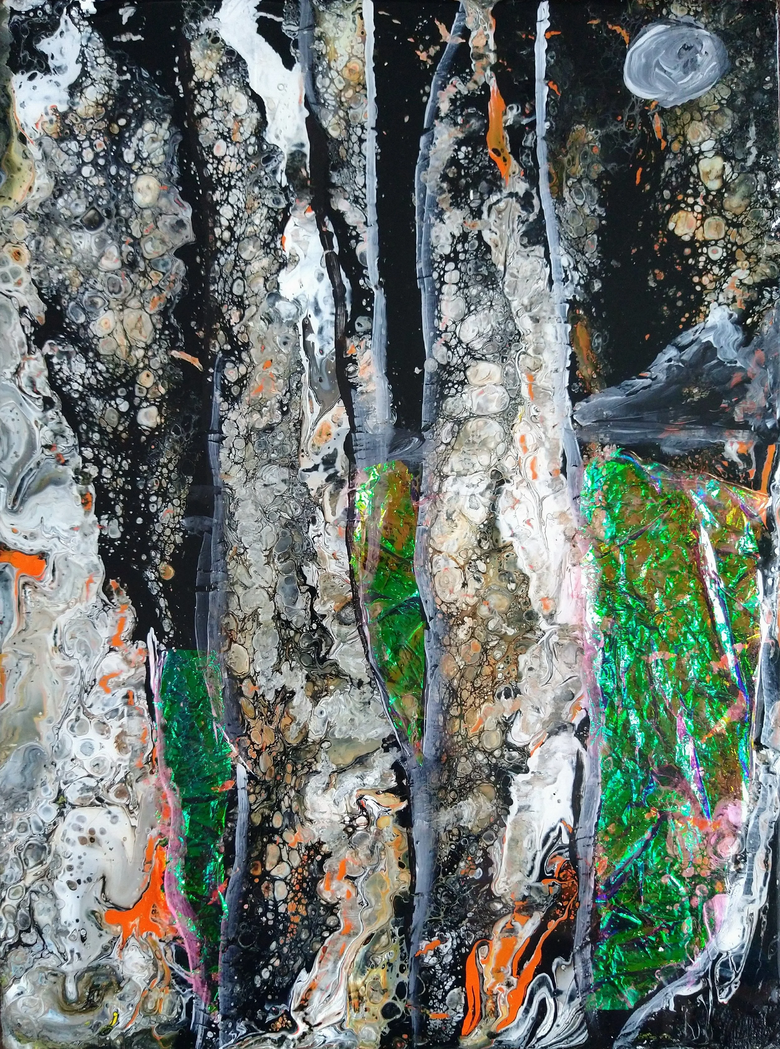 Pour Acrylic Painting Series Birch 01