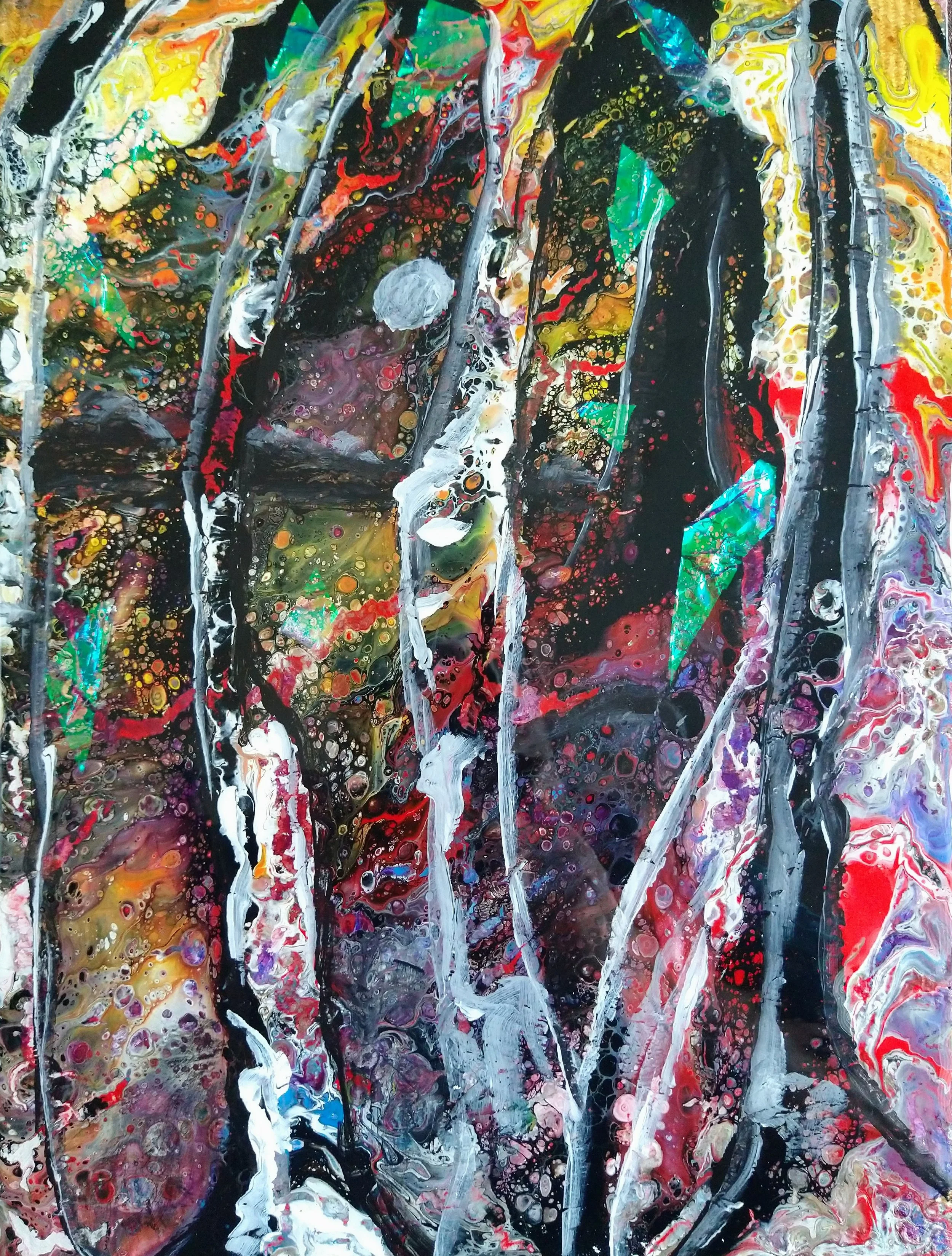 Pour Acrylic Painting Series Birch 02