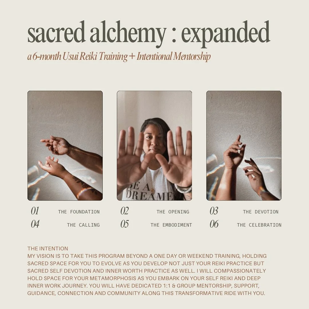 An  E V O L U T I O N.

A rebirth. 

Something old made new again.

&bull; 𝐒𝐀𝐂𝐑𝐄𝐃 𝐀𝐋𝐂𝐇𝐄𝐌𝐘 🦋 EXPANDED &bull;

After many years of being a practitioner, student and teacher of Reiki, I have come to the awareness that this healing arts mod