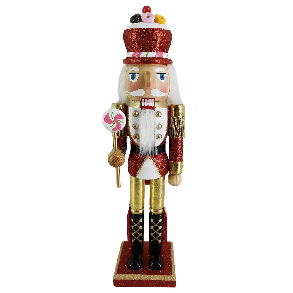 2025 Cupcake and Candy Red Glitter and Gold Nutcracker 15 inch