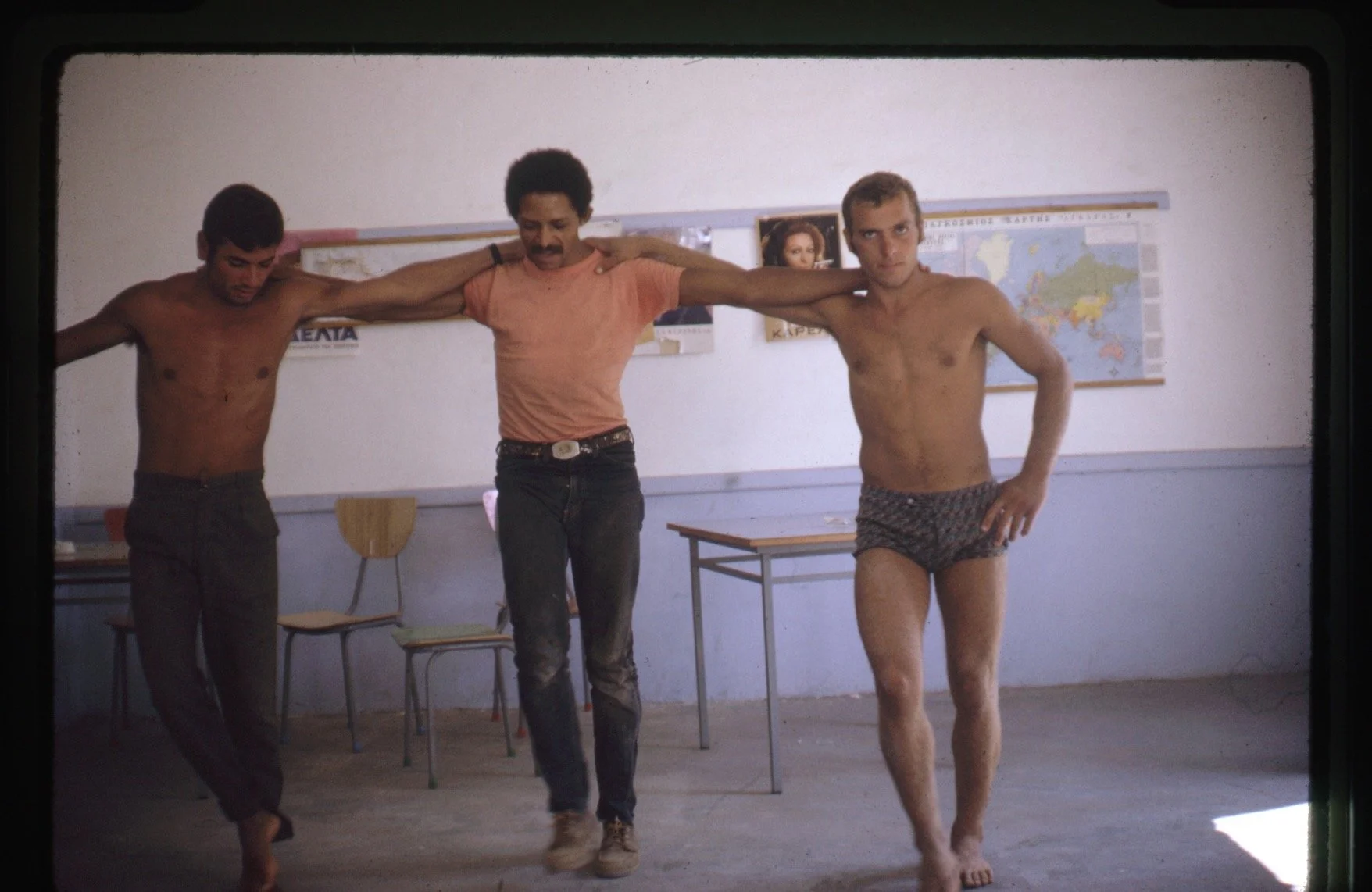 Jack Whitten (centre) dancing the siganos or zeibekiko (1971). Photographer unknown.
