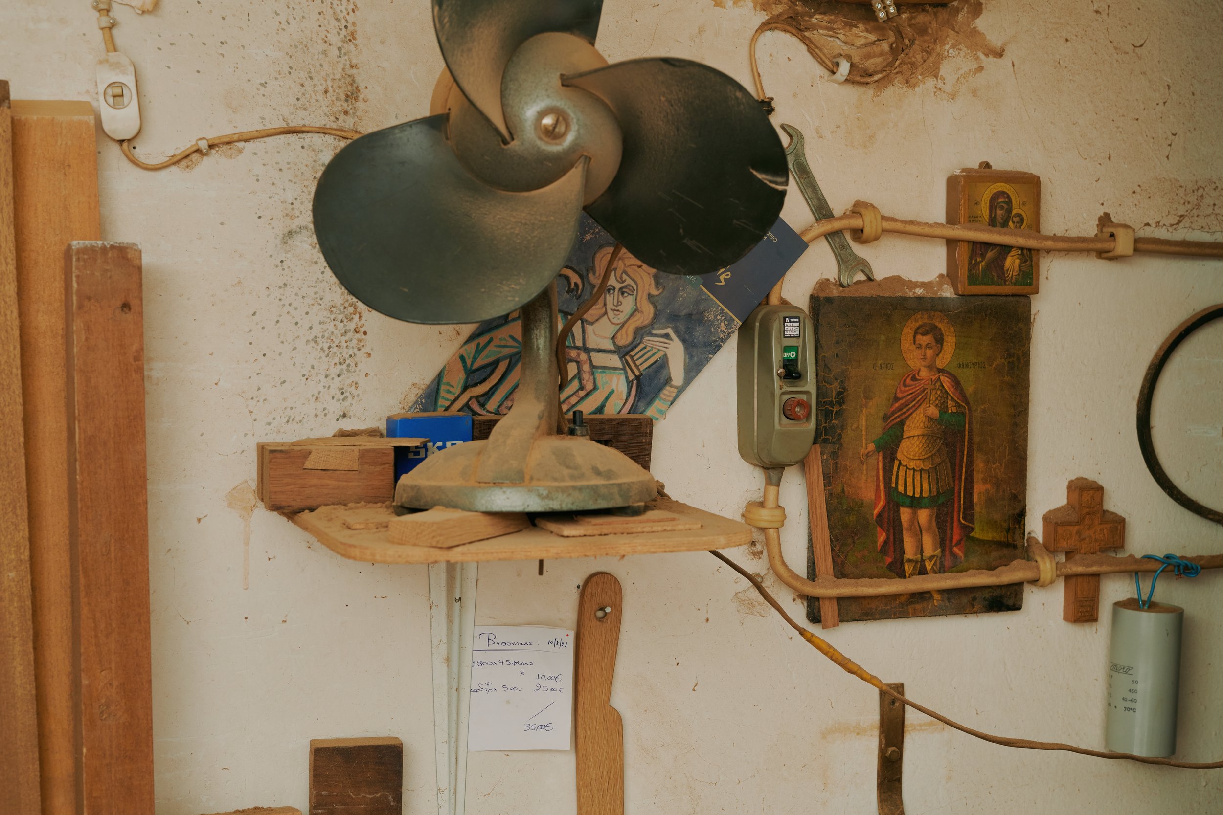   Saints regularly appear within the workshop, in different materialities of craftsmanship  