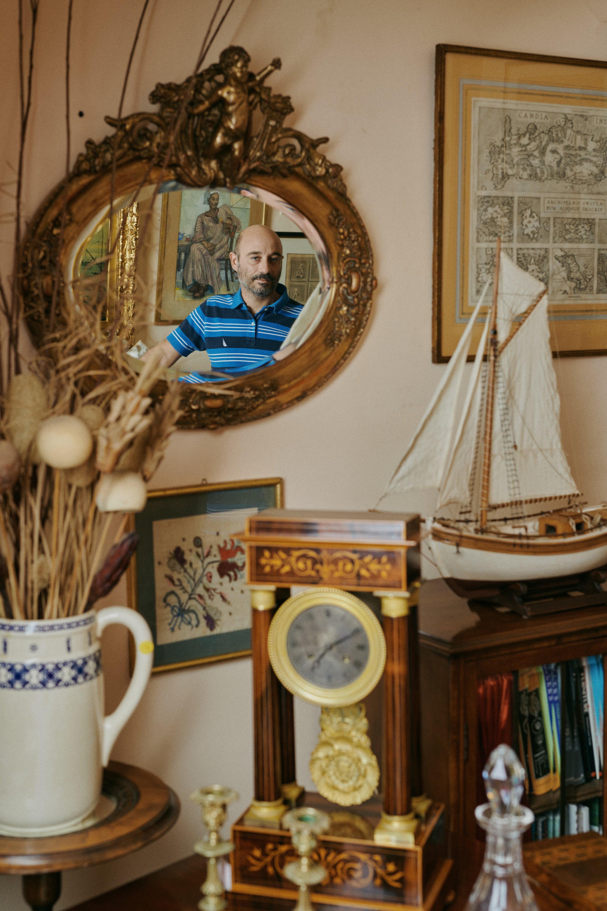   &nbsp;George Vithoulkas pictured within the antique store on Erechthiou street  