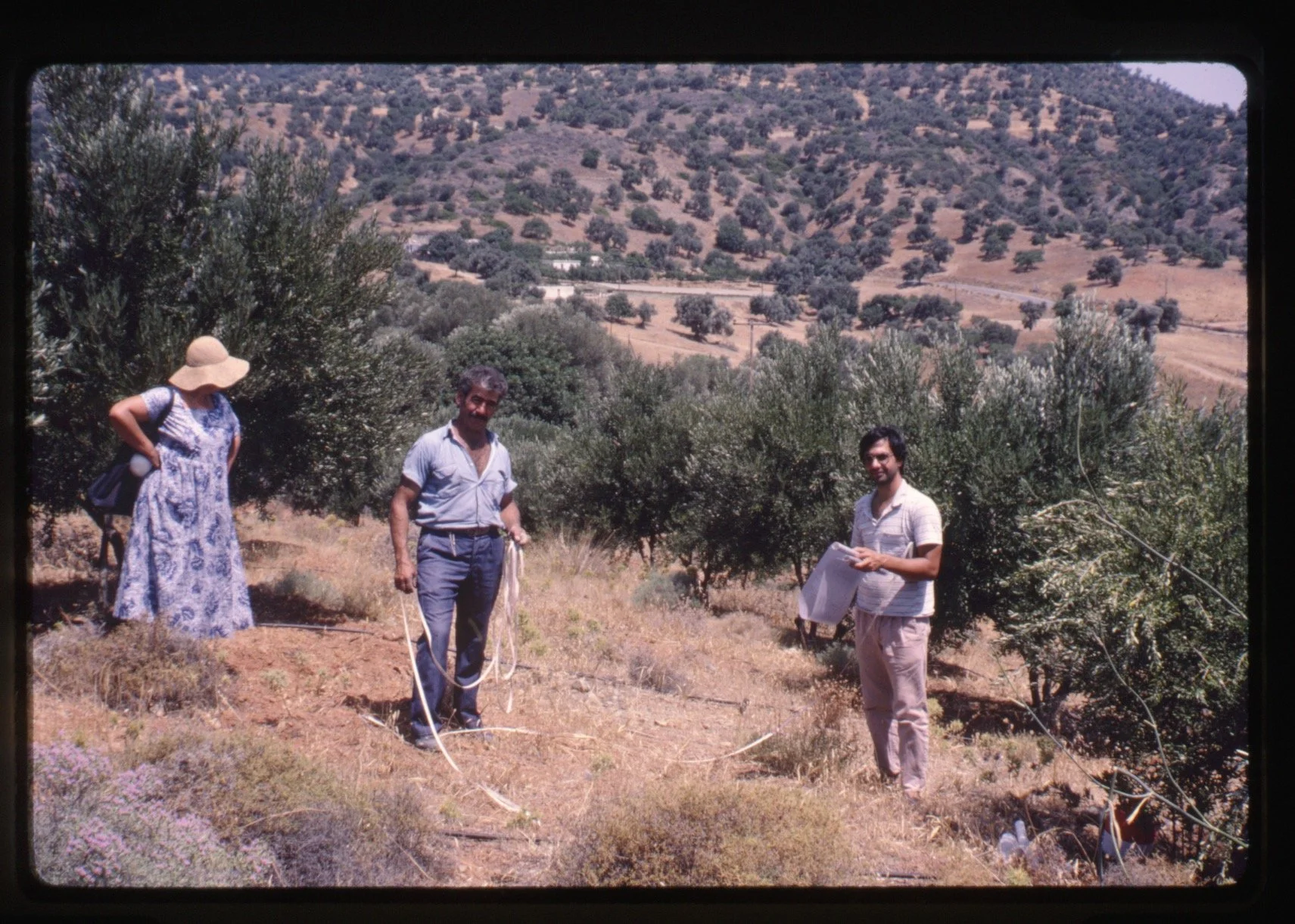 Mary Whitten with master builder Yiannis Zeakis, before the construction of Whitten Acres (1987). Photograph by Jack Whitten.