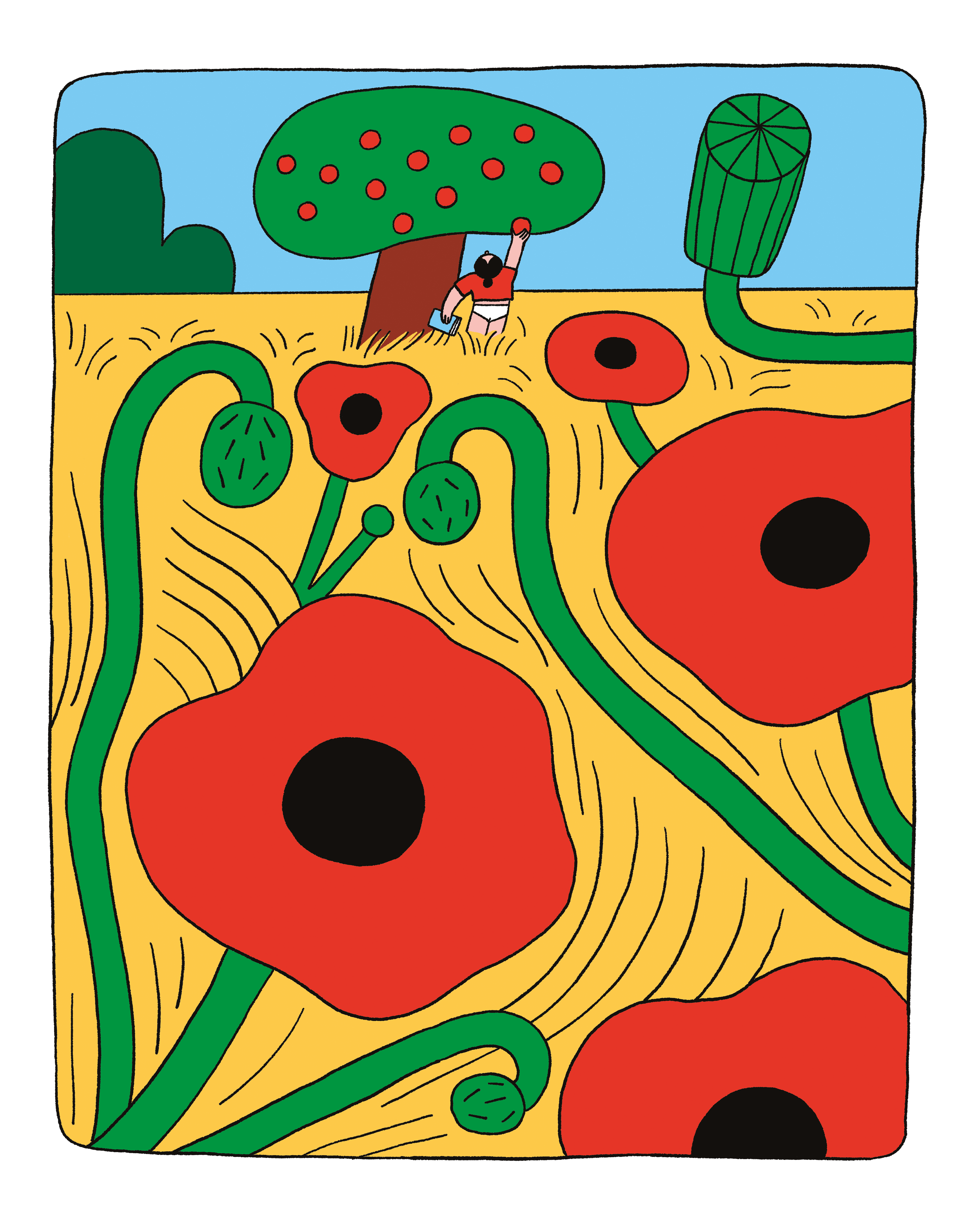 Lou Gille  • Illustration champs de blé et coquelicots