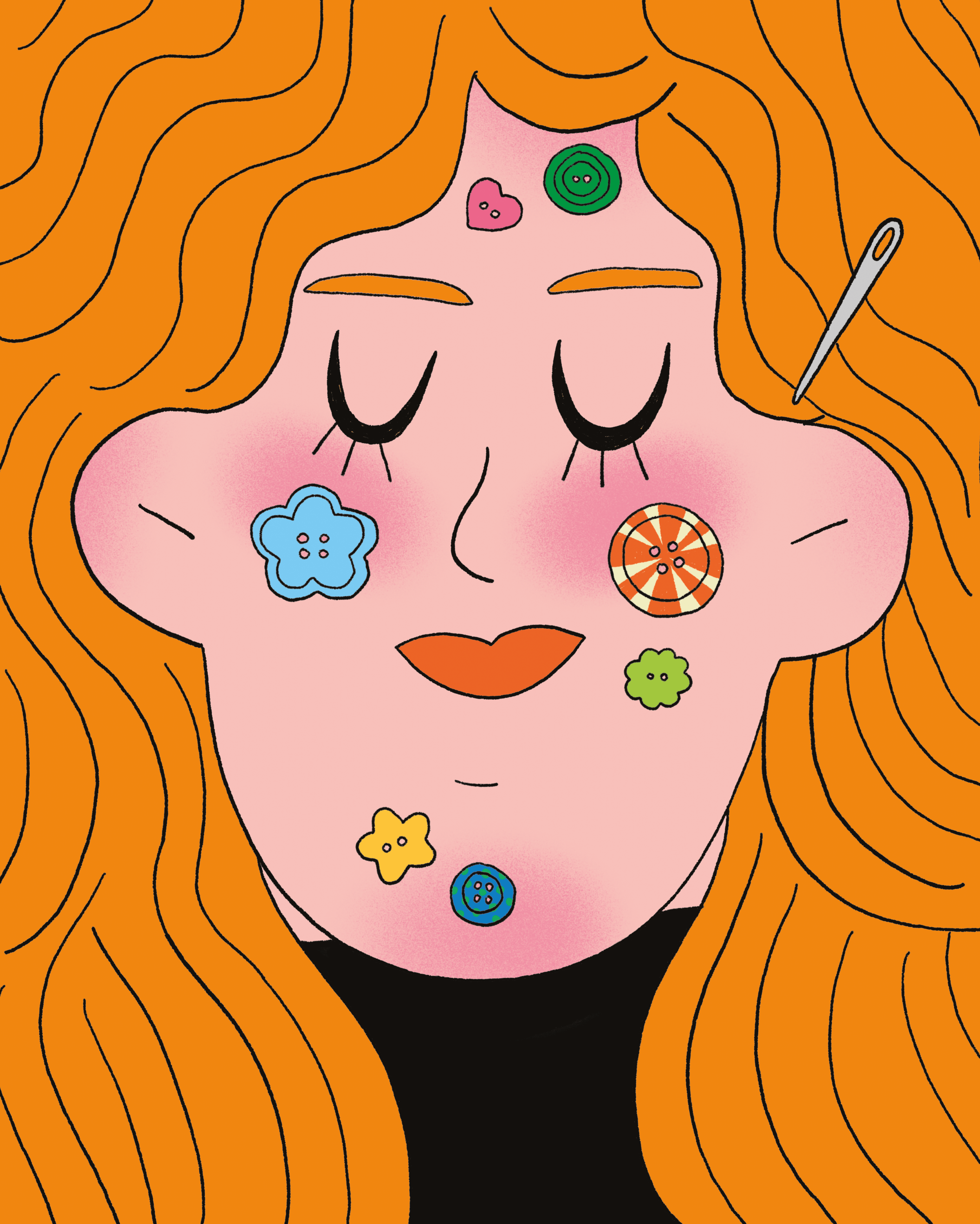 Lou Gile • Illustration Portrait Boutons 