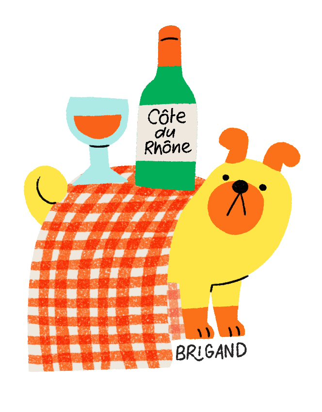 Sticker chien lyonnais et vin rouge