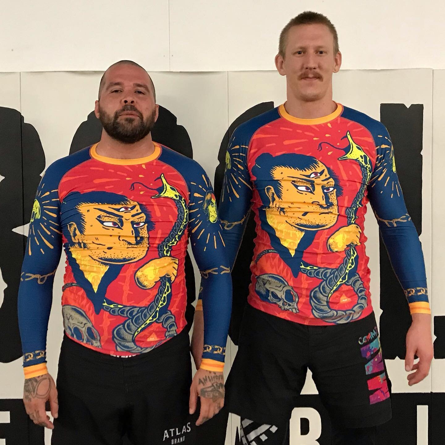 Here&rsquo;s the rash guard on models. I obviously trained for an hour and @olioverhere did nothing. Photo #3 shows how happy someone can be after putting this bad boy on.