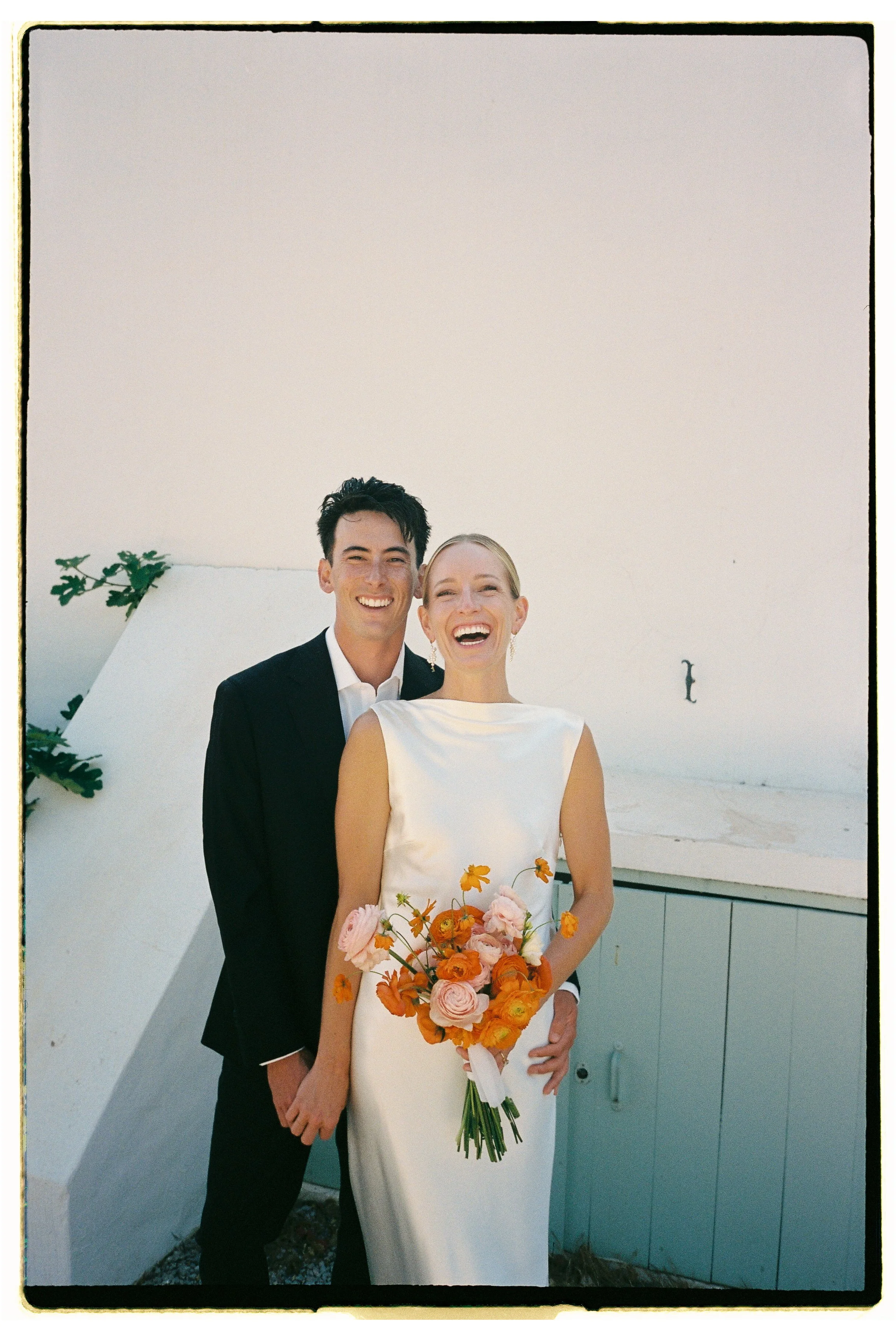 Bride and groom portrait during an intimate wedding at Morgado do Quintão vineyard in the Algarve, Portugal.