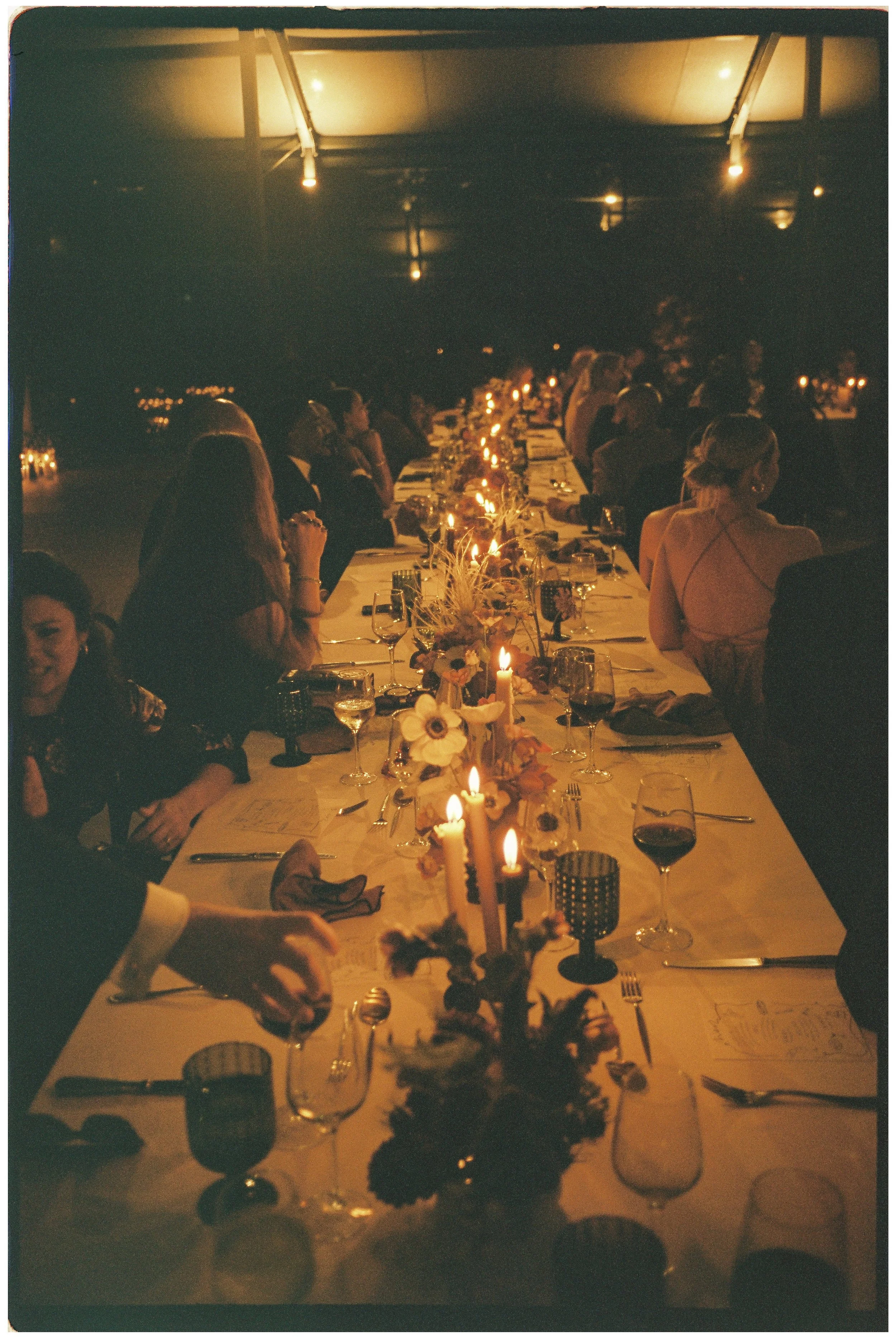 Candlelit wedding dinner reception at Seteais Palace in Sintra during an intimate destination wedding in Portugal.