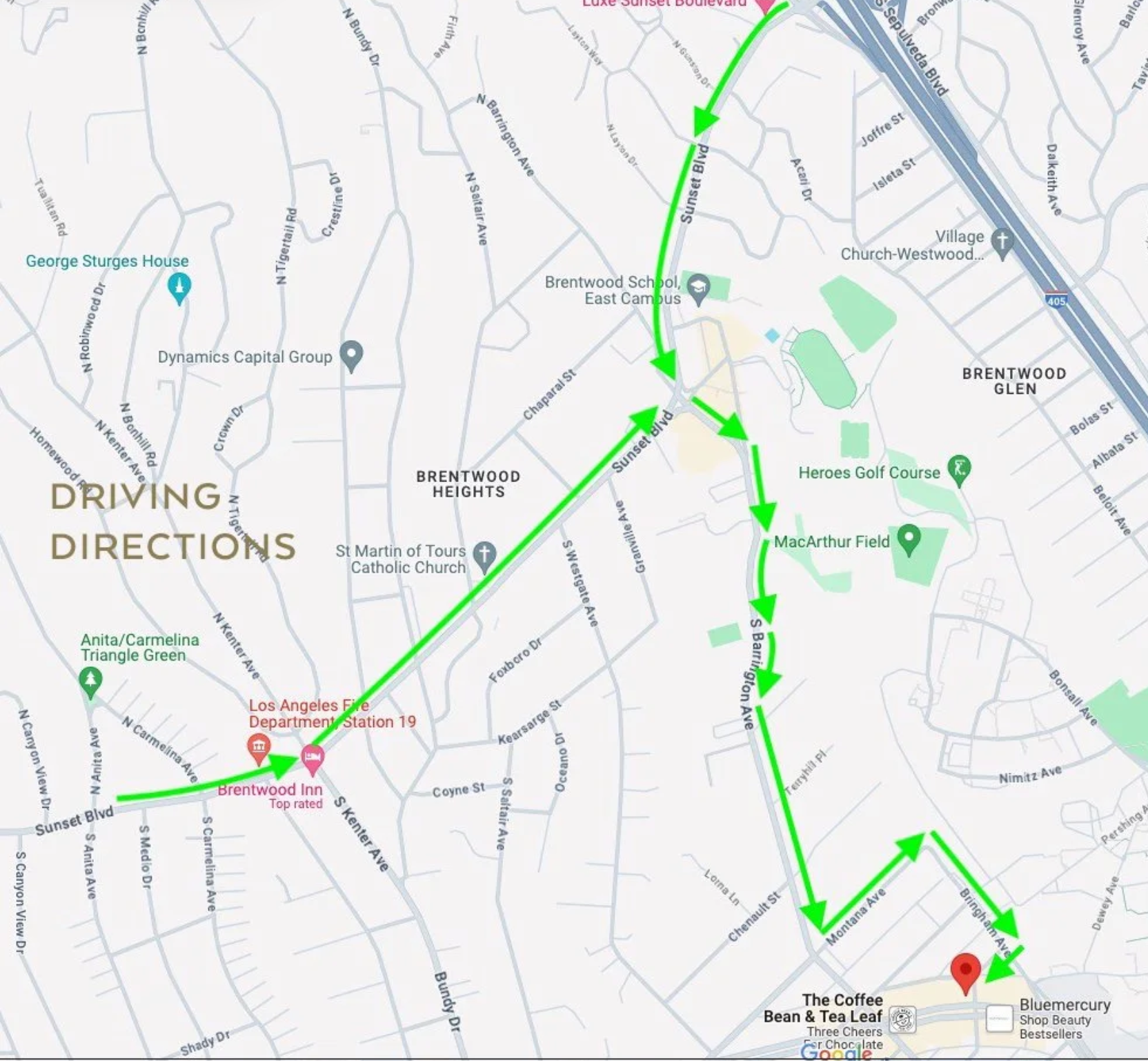 Map of the marathon driving route