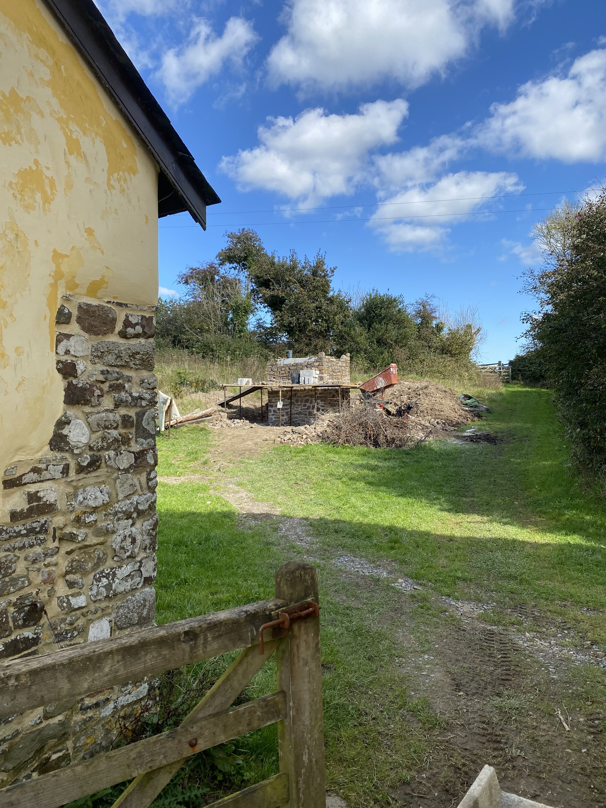 The start of the wildlife tower, at Dunsdon Farm.