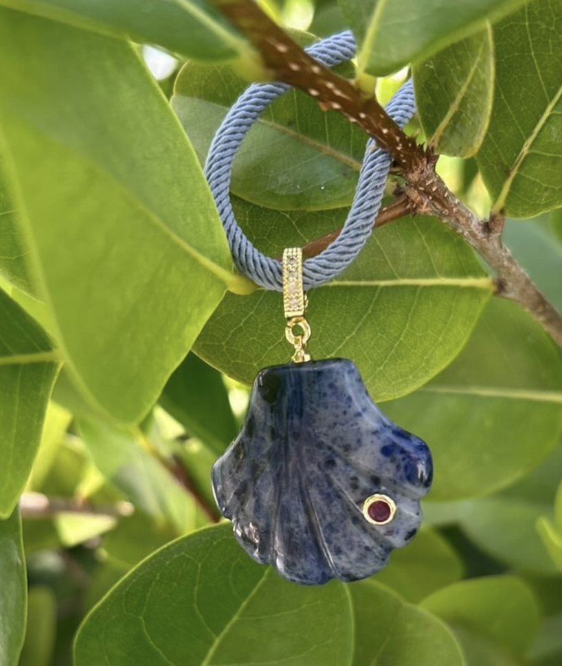 Seashell Charm on Gray Cord