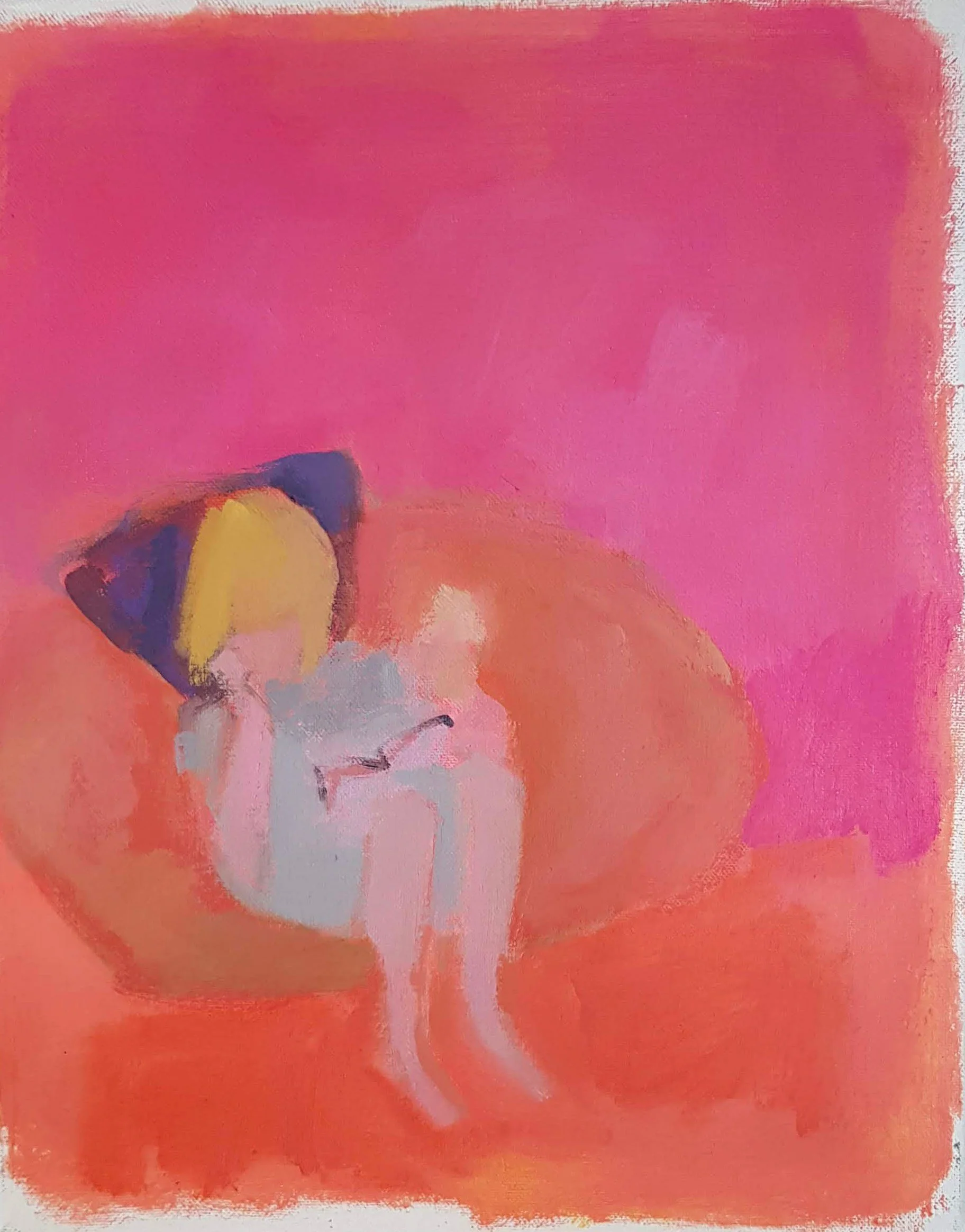 Jane reading to Polly   •   Oil on canvas   •  30cm x 38cm