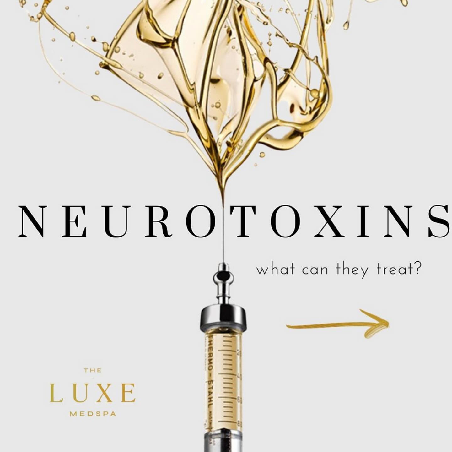 What can NEUROTOXINS treat?⁣
⁣
Neurotoxins are very versatile when it comes to aesthetic treatments. Botox, Jeuveau, Dysport, and Xeomin are the neurotoxin treatments we offer at The Luxe Medspa. A 15-minute office visit can address the following iss