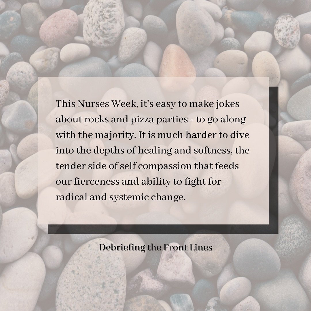 Self compassion will always be the greatest vehicle for both social + systems change. 

This Mental Health month + Nurses week, DTFL is offering COMPLIMENTARY debriefings to nurses of all roles and specialities now through the end of May. 

From here