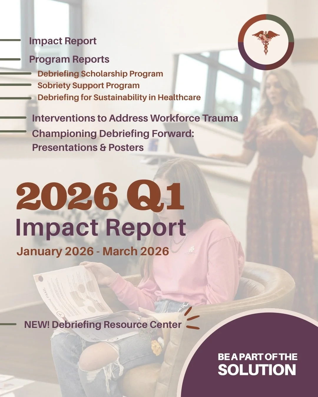 Debriefing the Front Lines Q1 Impact Report tells a story of 1) our continued commitment to care 2) your bravery in co-creating a space together - one that keeps you coming back to your healing. 

From Jan 1 - March 31 our team of 4 board certified n