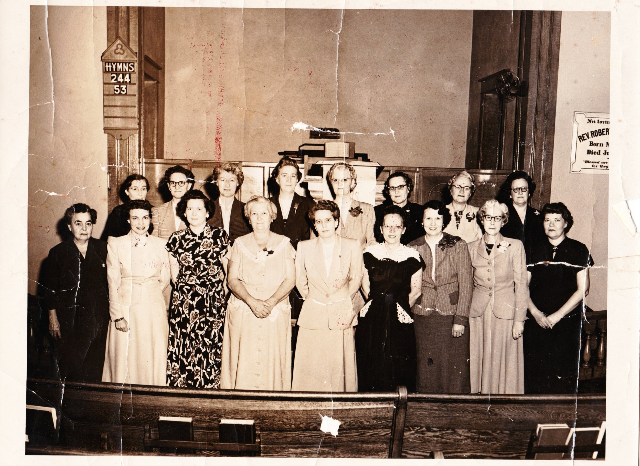 Women's group at Blandford. L. Russell is front, center.