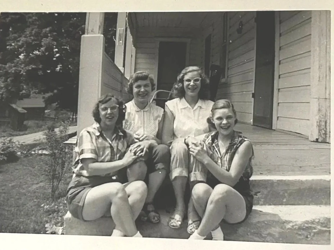 Clarrie (far left) with three of her high school friends.
