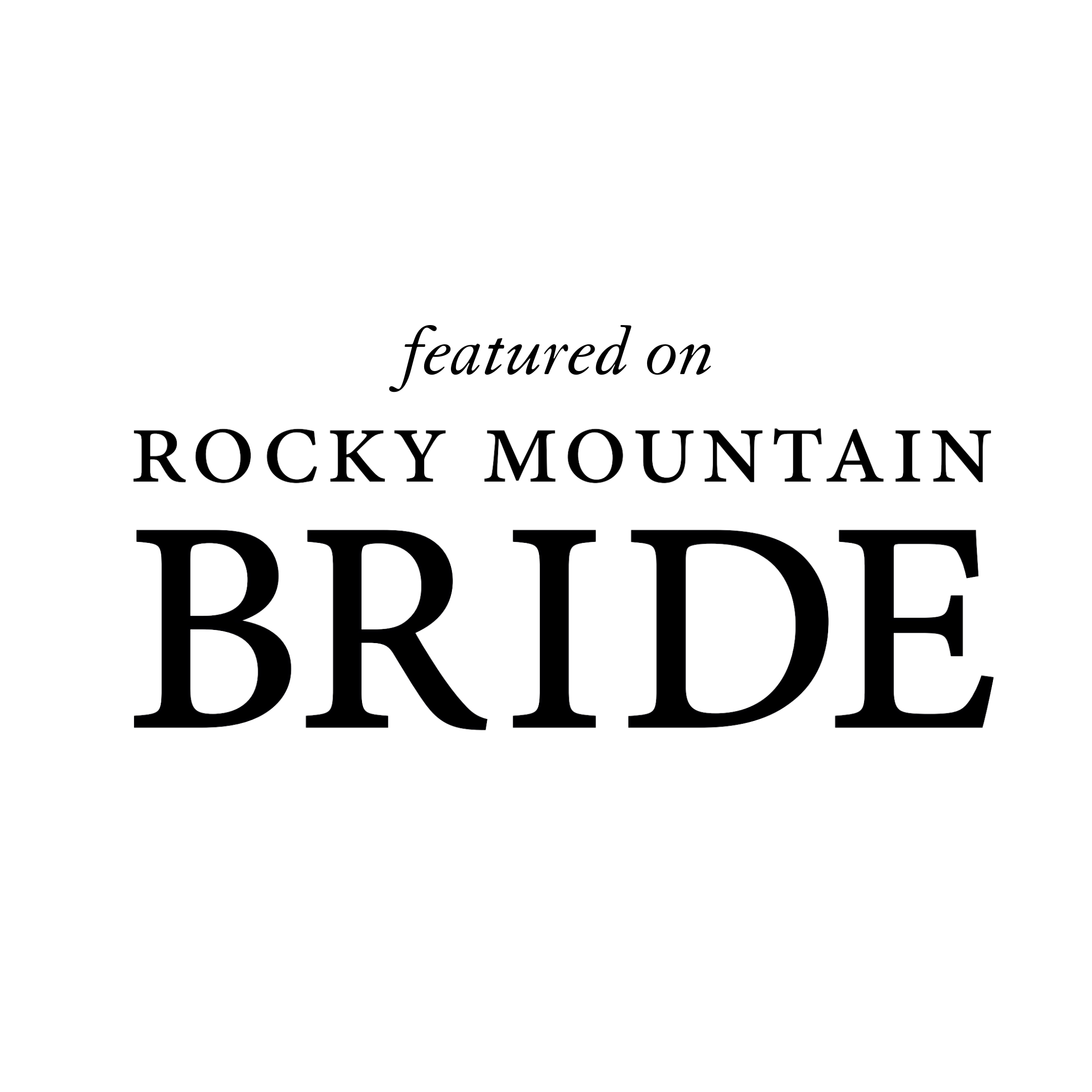 Rocky Mountain Bride logo with black background and white text