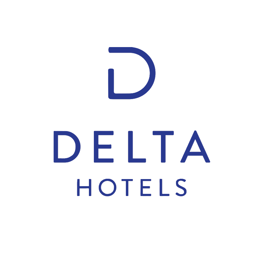 Logo of Delta Hotels featuring a large blue 'D' above the words 'Delta Hotels' in blue text.