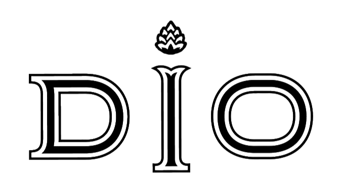 Stylized text of the word 'DIO' with a flame icon above the letter 'I'.