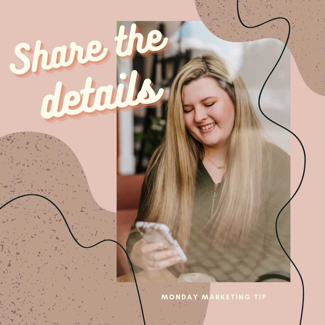 Happy Monday, friends! Today we want to share a quick Marketing Monday tip with you that has to do with event marketing or sharing a special deal with your audience.
.
One of the most common mistakes we see when marketing an event or special is a lac