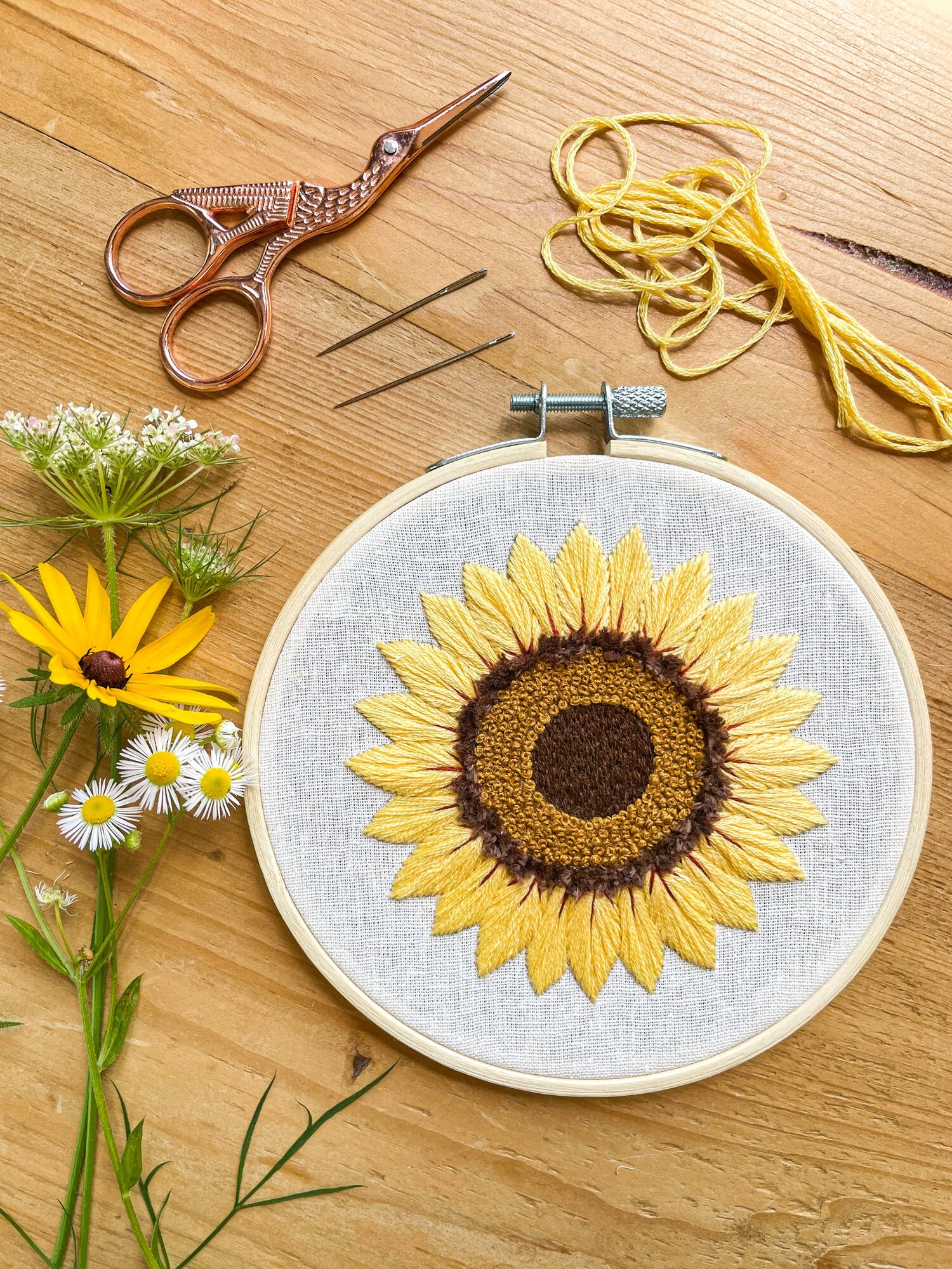 Beginner Cross Stitch Kit Sunflower Easy Embroidery Kit for Kids