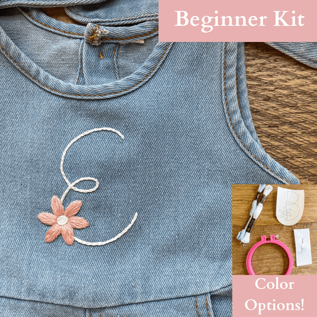 Monogram with Flower Stick & Stitch Patch with Video Tutorial