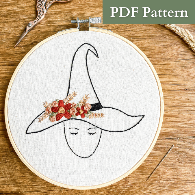 Fancy Witch Embroidery PDF Pattern + Video Tutorial