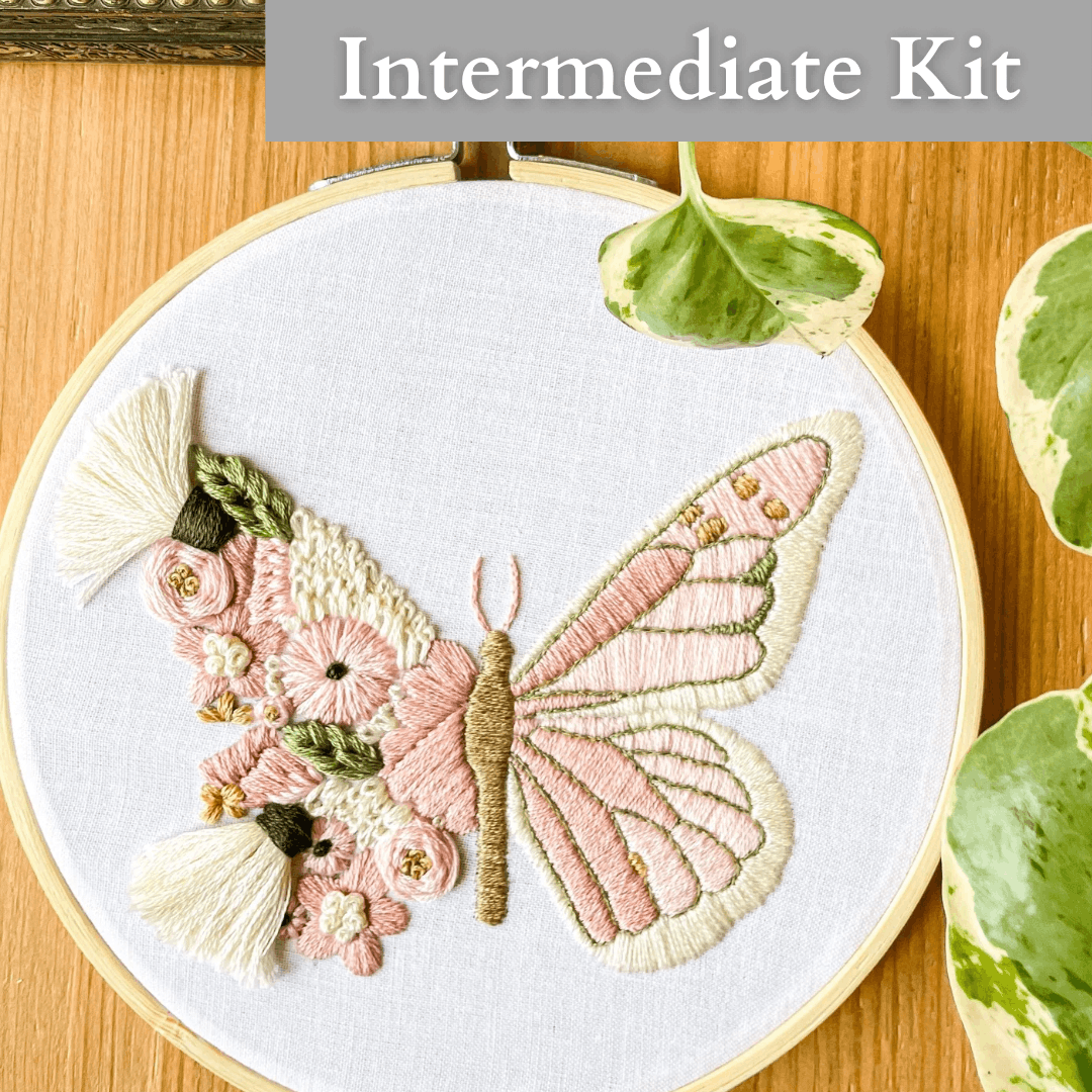 Floral Butterfly Embroidery Kit with Video Tutorial