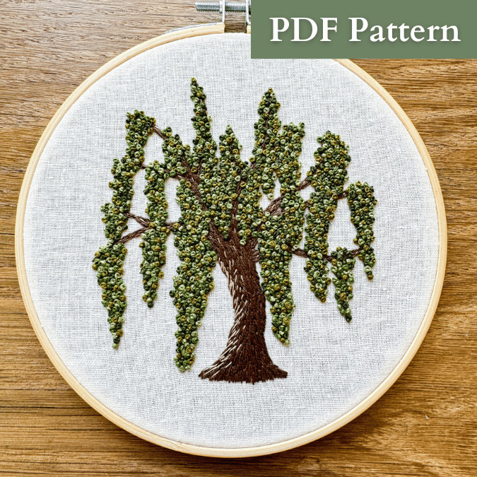 Willow Tree Embroidery Pattern PDF + Video Tutorial