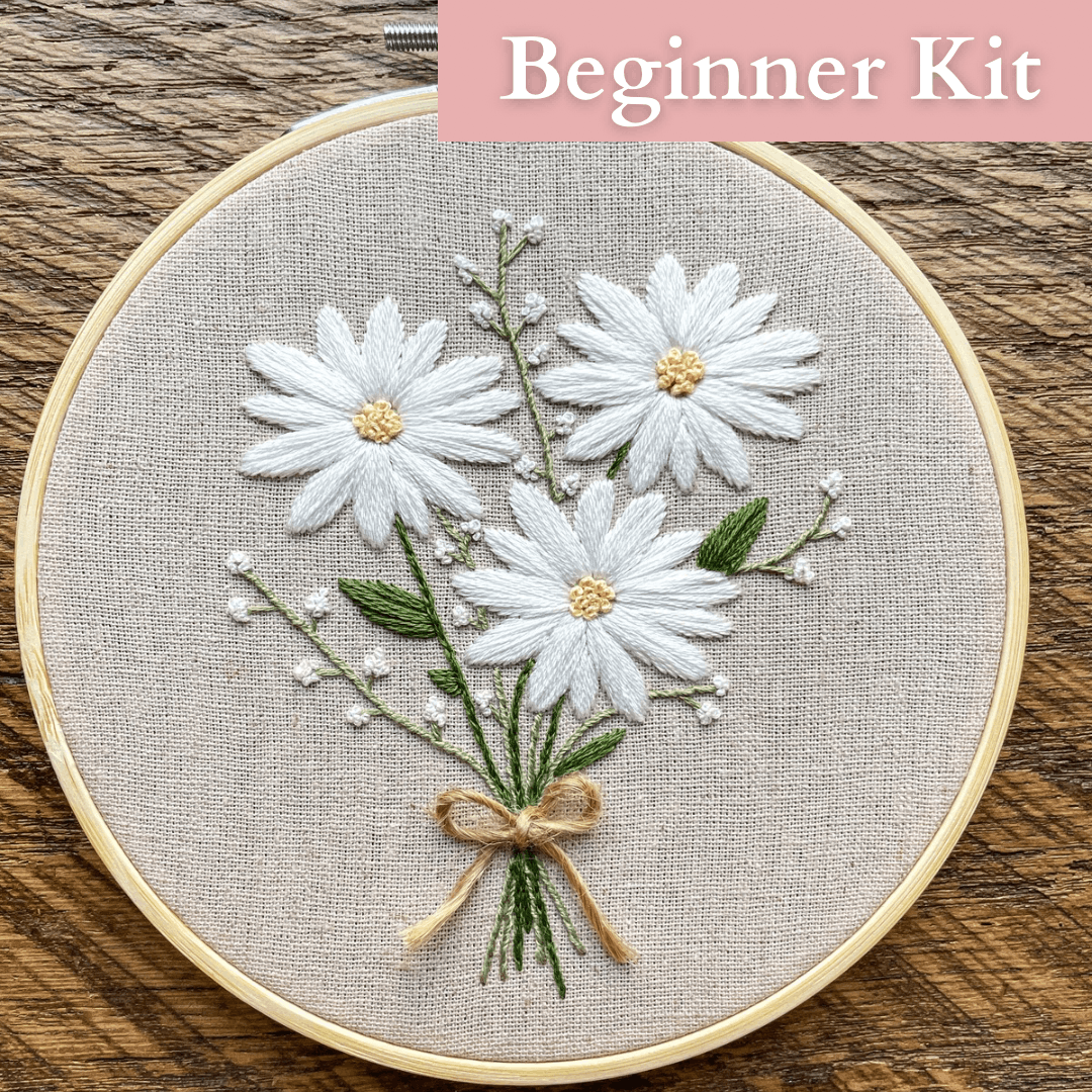 Evelyn’s Bouquet of Daisies Embroidery Kit with Video Tutorial
