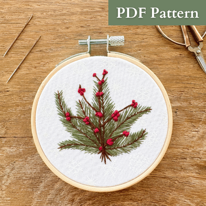 Pine & Winterberry Ornament PDF Pattern with Video Tutorial