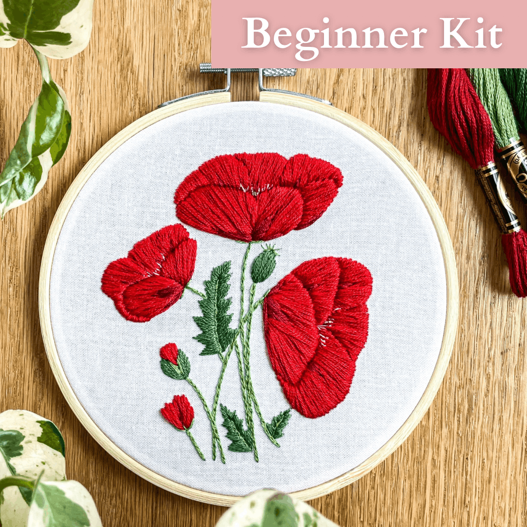 Jessica Ann’s Poppies Embroidery Kit with Video Tutorial