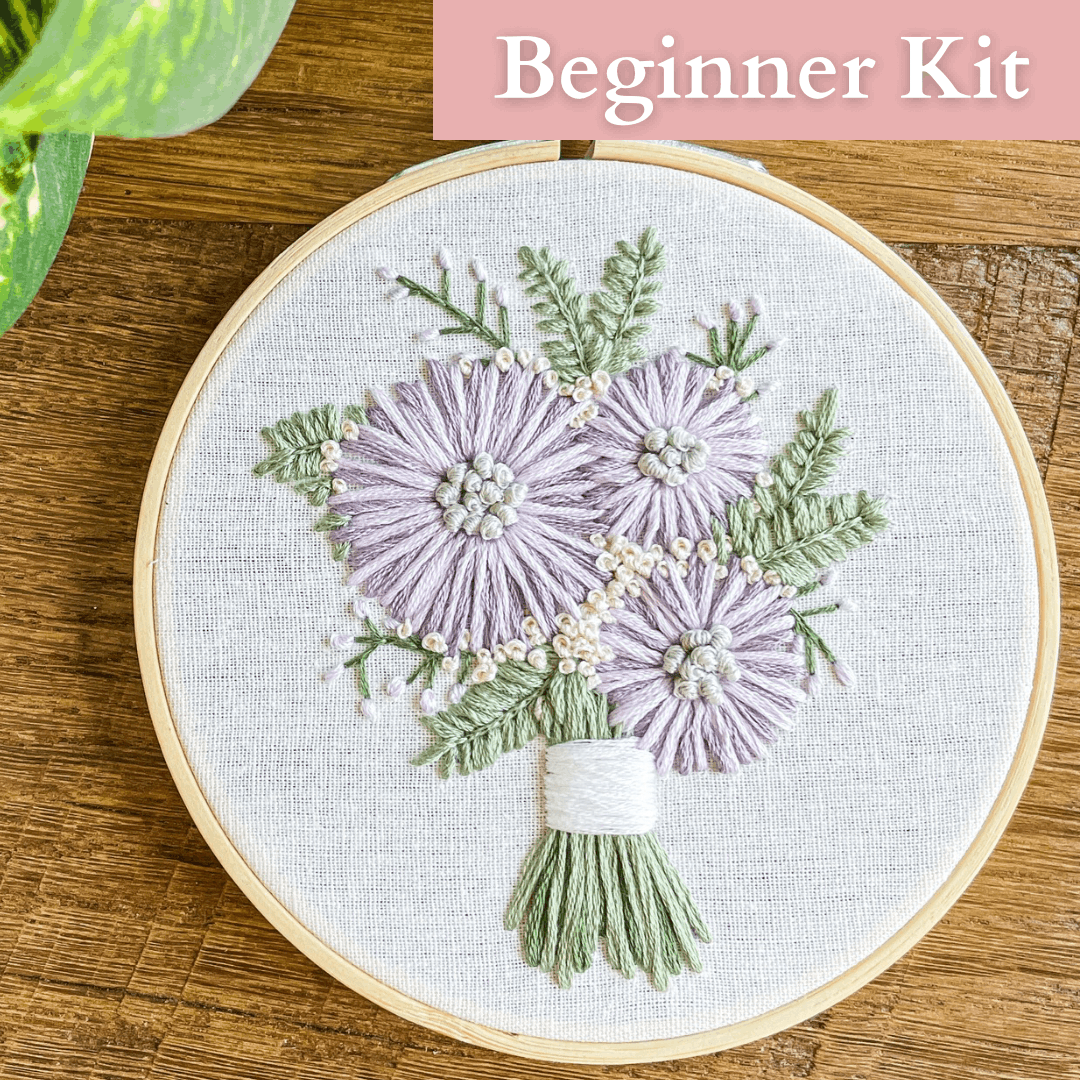 Margaret's Aster Bouquet Embroidery Kit with Video Tutorial