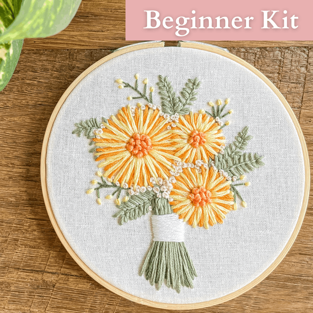 Sally's Aster Bouquet Embroidery Kit with Video Tutorial