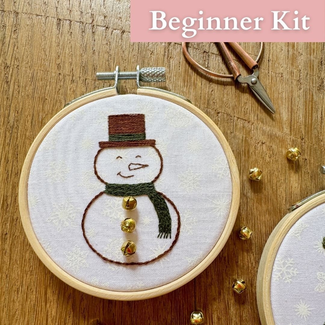 Jingle Bell Snowman Ornaments DIY Embroidery Kit with Video Tutorial