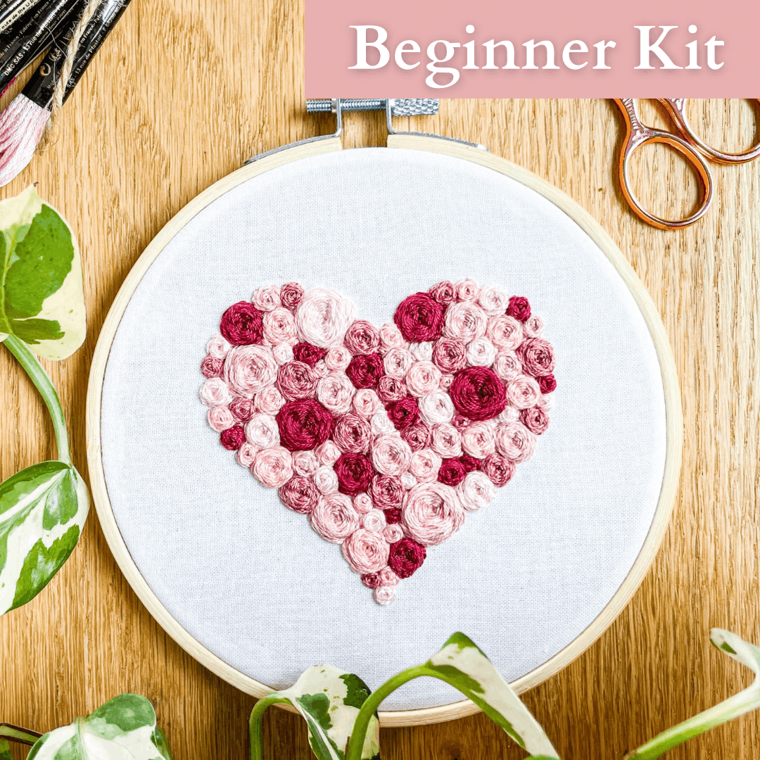 Whitney's Heart of Roses Embroidery Kit with Video Tutorial