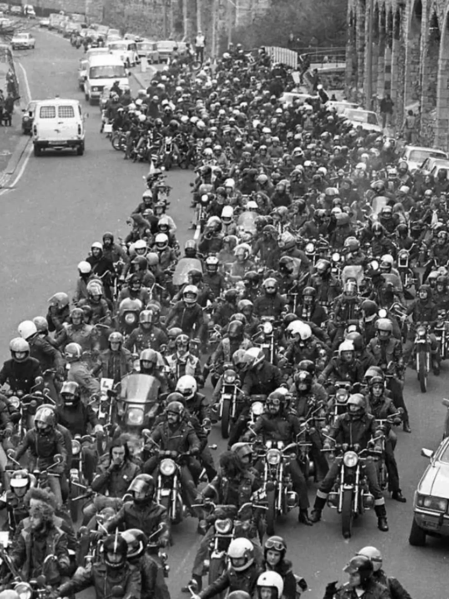 .

&bull; Motorcycle action group (MAG) in March 1980 UK against the new laws on crash helmets. 
&ldquo;We are not against crash helmets themselves. We are against the compulsion to wear them &ndash; it&rsquo;s all a matter of freedom of choice.&rdqu